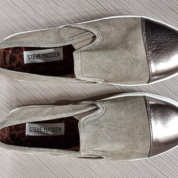 Steve Madden 'Jemuse' Slip-On Sneaker Taupe Suede Womens Size 4 - Picture 8 of 10